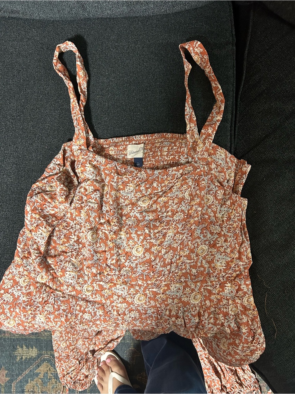 Universal Thread Rust Floral Smocked Camisole